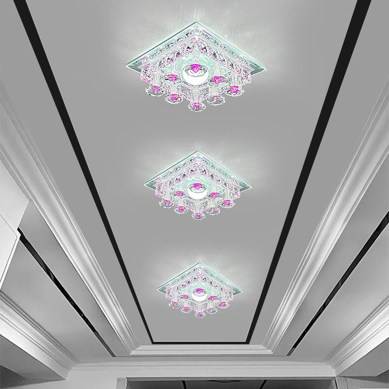 led方水晶过道灯走廊走道灯玄关门厅阳台灯吸顶水晶灯射灯筒灯具