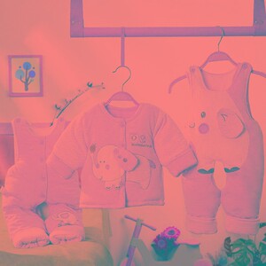 偶园婴儿棉衣服三件套加厚款袄装秋冬季保暖新生男女童宝宝背带裤