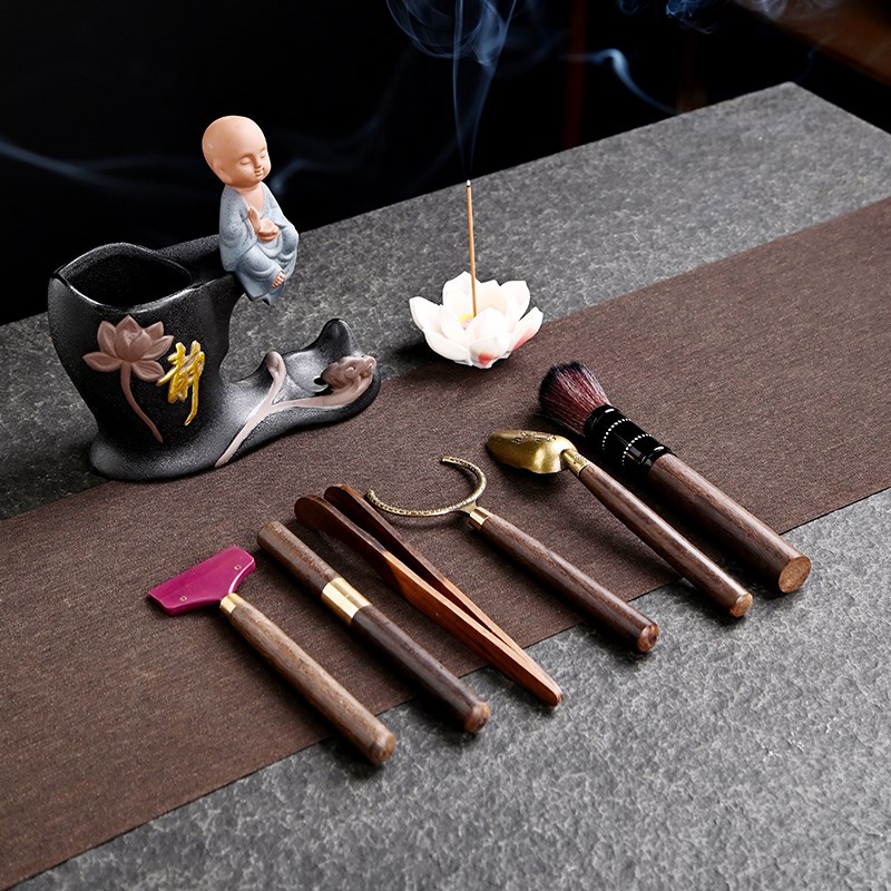 陶瓷茶道六君子套装茶刀茶针茶漏收纳筒功夫茶具配件茶盘用品大全