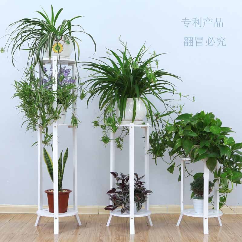 花架花台木质客厅落地多层圆形镂空阳台置物架盆景绿萝吊兰架