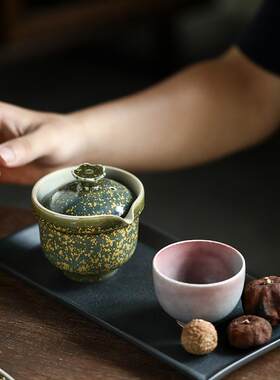 景德镇窑变萤火之光可养防烫手抓壶盖碗茶杯泡茶功夫茶泡茶壶茶具