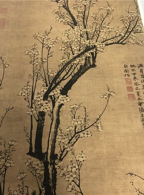 元 王冕 南枝春早图 古代名家梅花图微喷复制仿古国画客厅装饰画