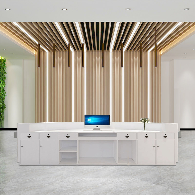 迪聪家具烤漆新款收银台圆弧造型接待台美容院办公咨询吧台前台