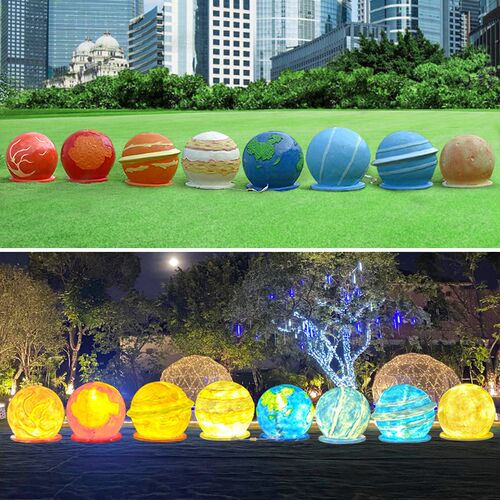户外星球地月球灯玻璃钢发光雕塑庭院公园景观草坪落地灯装饰摆件