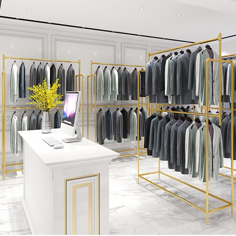 婚纱架子影楼服装展示架婚纱店男装衣架双层西装挂衣架服装置物架