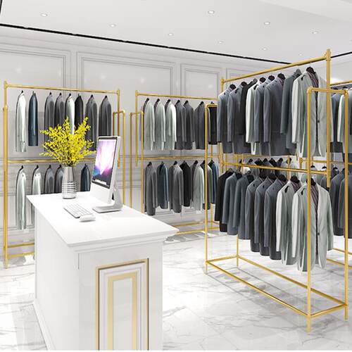婚纱架子影楼服装展示架婚纱店男装衣架双层西装挂衣架服装置物架
