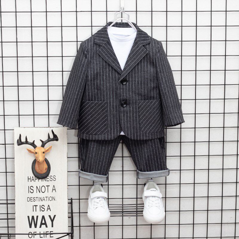 儿童西装套装男童冬装2023年新款小孩衣服加绒加厚宝宝西服小童潮