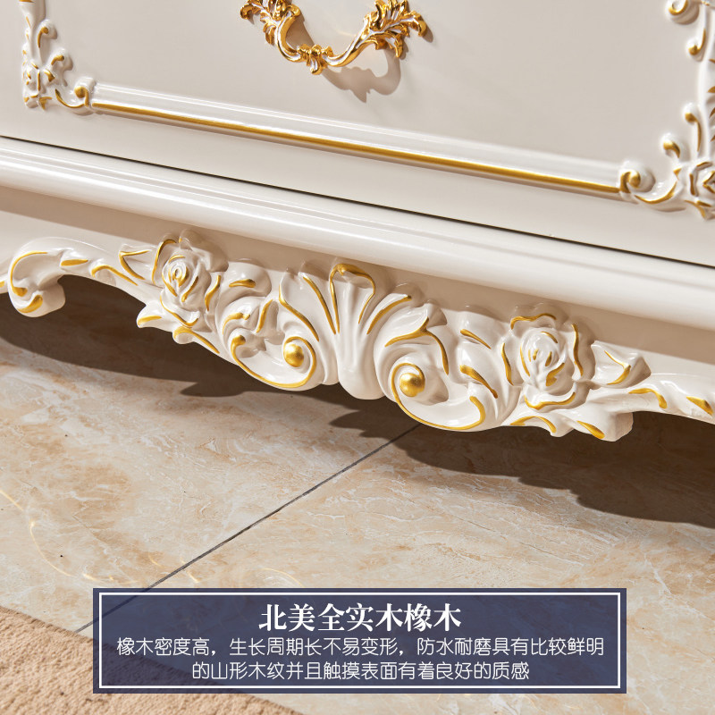 粤港家具 欧式餐边柜 实木餐厅柜碗柜储物柜高柜玄关柜红酒柜