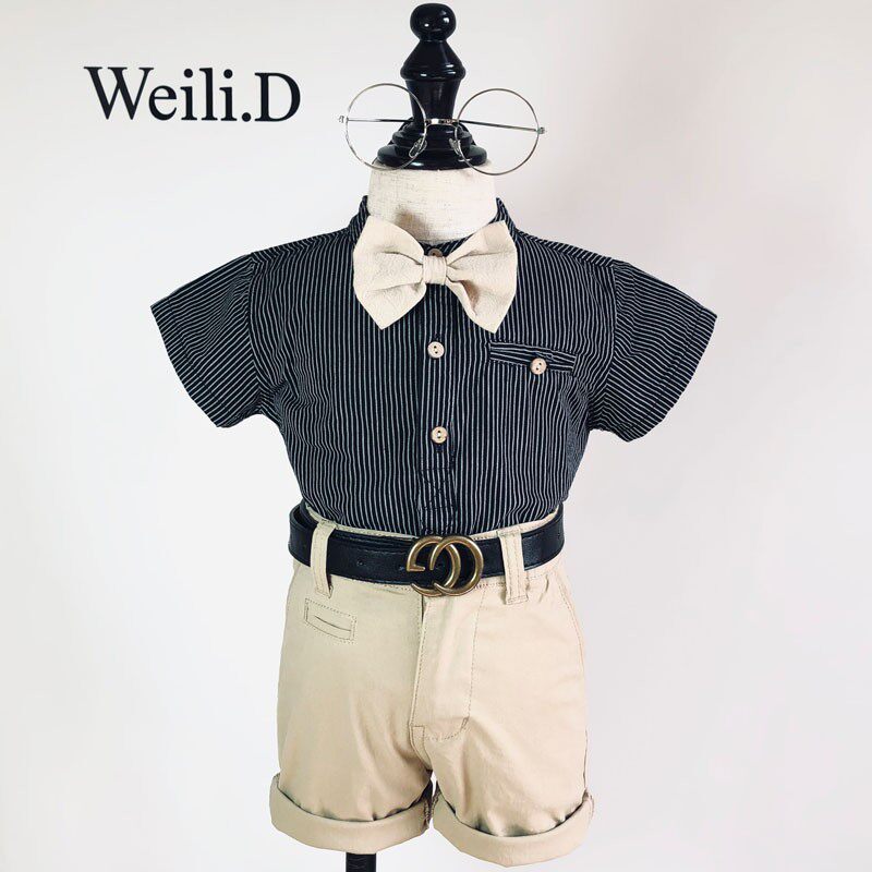 儿童英伦风套装礼服 秋季男宝宝衬衫花童演出服男童背带裤帅
