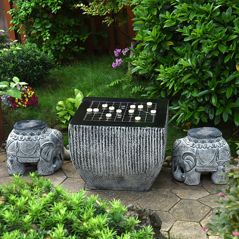 仿石雕阳台茶桌庭院落石凳石桌户外室外围棋象棋桌子花园装饰茶台