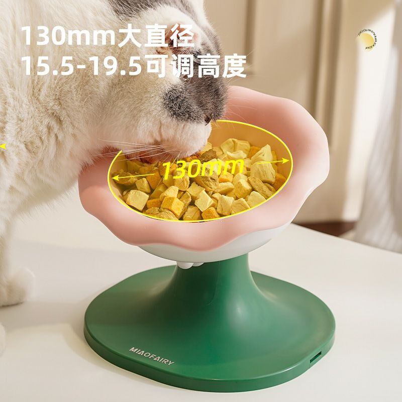 可升降陶瓷猫碗猫咪喂食碗狗碗可倾斜超大宠物食具猫可升降猫水碗