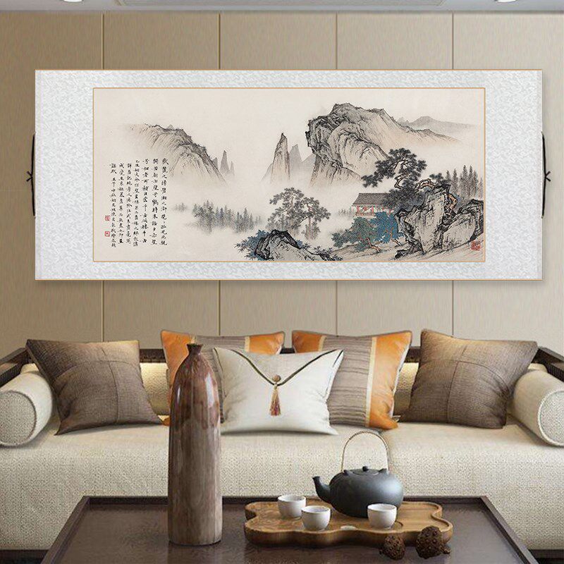 名家陈少梅望云楼国画中式客厅装饰画卷轴挂画办公室书房茶室壁画