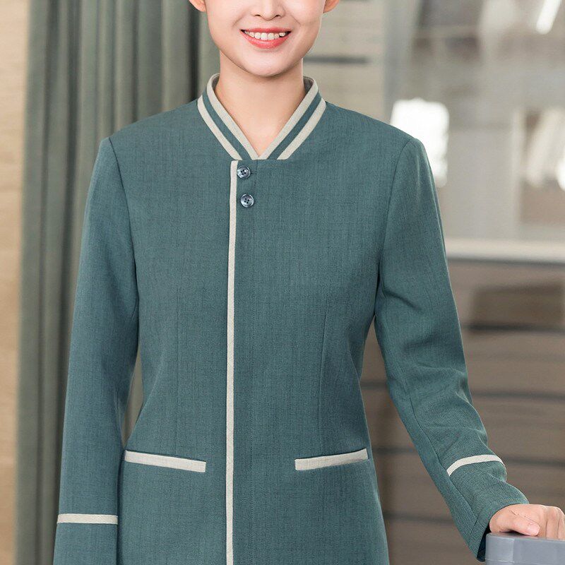 饭店保洁工作服长袖酒店客房服务员阿姨物业家政清洁绿色秋冬定制