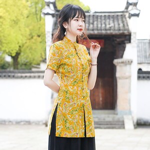 筠雅唐装夏装女中国风旗袍上衣女夏季短袖茶服复古素衣中式女装