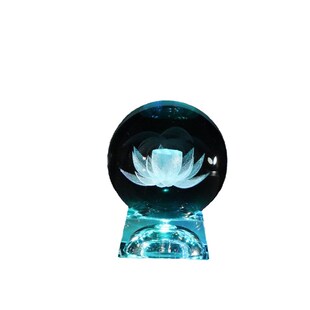透明白水晶球摆件激光内雕莲花 水晶球3D小礼品家居装饰品礼物