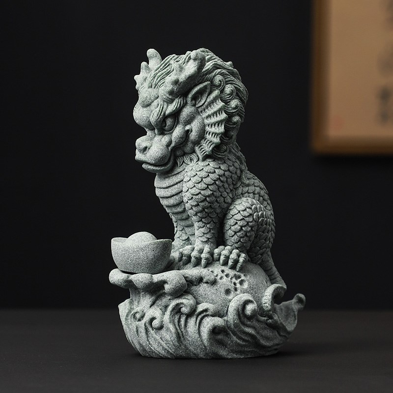 国风青砂石神兽动物茶宠小物件创意鱼缸造景装饰品摆件工艺品礼物