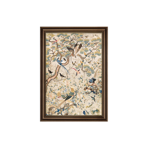 法式中古风饭厅装饰画新中式客厅挂画玄关复古艺术壁画花鸟祥和图