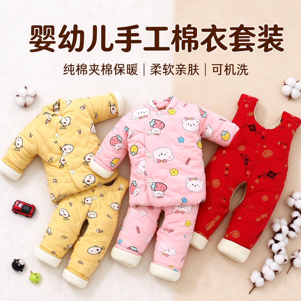 宝宝婴幼儿男女加厚纯棉手工棉袄