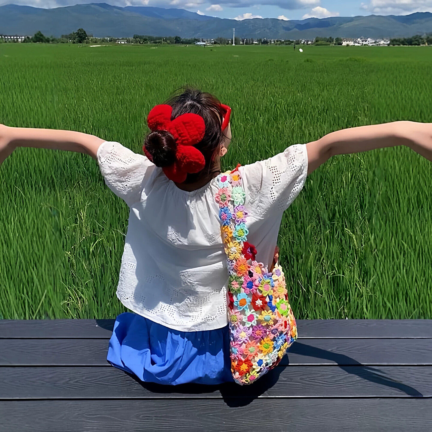 镂空钩织繁花包包手工diy材料帆布包女生云南旅游单肩包户外拍照