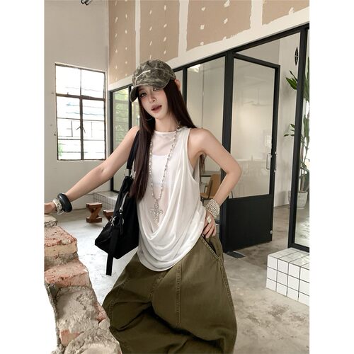 性感辣妹拼接网纱假两件