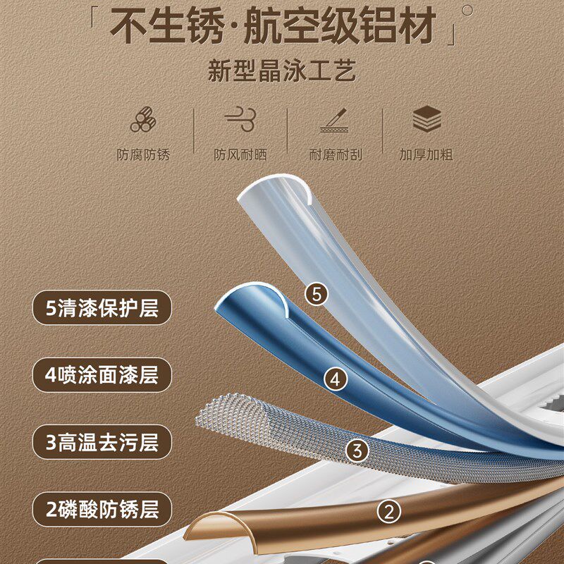 双层晾晒杆阳台固定式顶装晒被杆悬挂式一根吊杆包安装侧装挂衣架