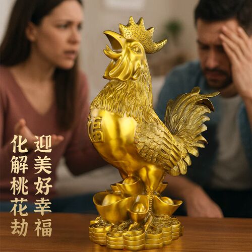 纯黄铜公鸡吉祥摆件招财生肖鸡金鸡风水装饰铜福鸡工艺礼品摆饰客