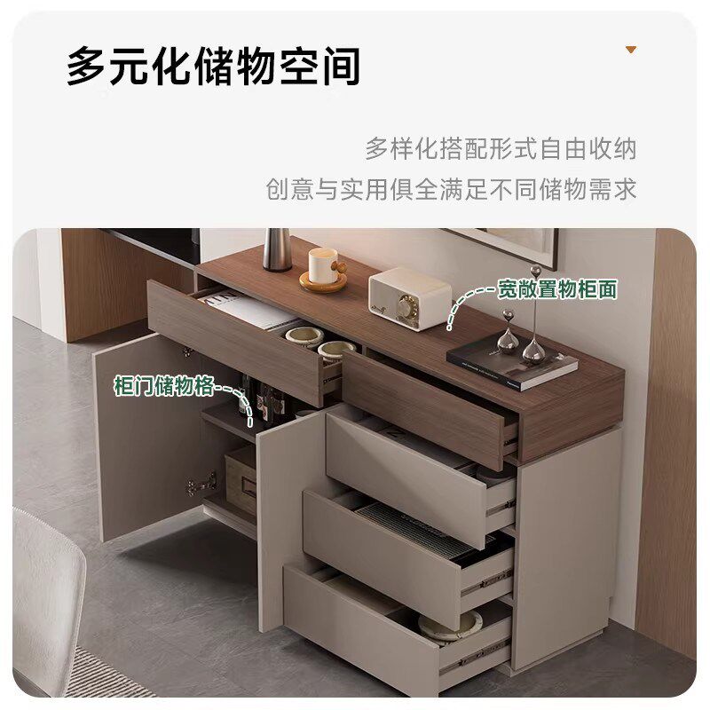 意式极简餐边柜沙发旁边柜子实木大容量家用收纳柜客厅电视柜斗柜