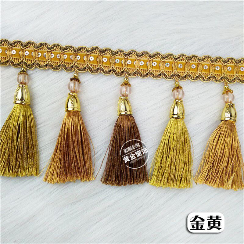 高档欧式窗帘吊穗花边流苏帘头珠子装饰配件辅料底边加长吊坠边穗