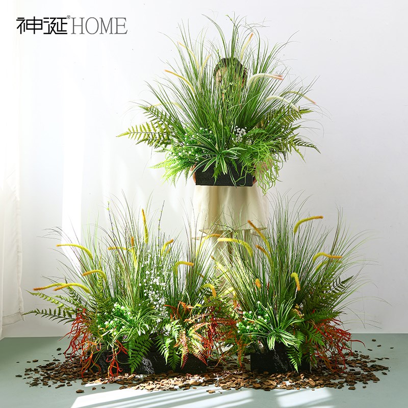 仿真花森系地排花假花芦苇草丛室内装饰植物摆件造景花艺布置花箱