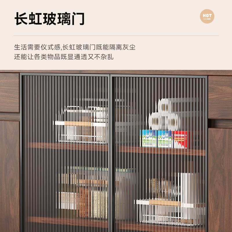 实木餐边柜靠墙一体茶水柜边柜法式复古多层储物柜客厅茶水酒柜