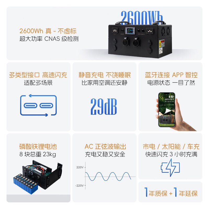 移动户外电源便捷式大功率220V露营房车应急储能磷酸铁锂防爆电池