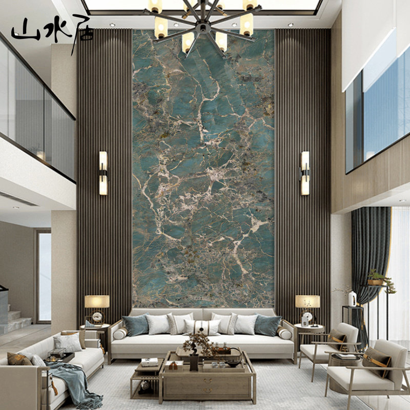 简约轻奢仿大理石墙布壁纸别墅挑高电视背景壁画复式客厅大气壁布
