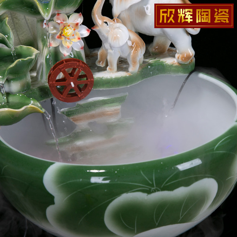 陶瓷流水器喷泉摆件客厅办公室乔迁送礼风水招财鱼缸落地水景礼品