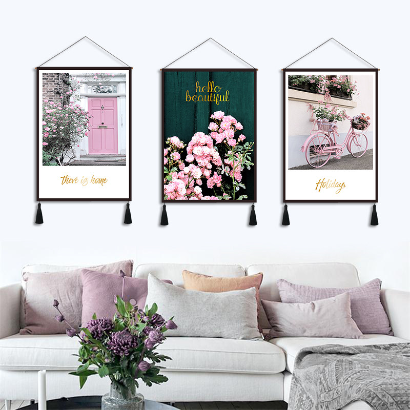 北欧ins背景墙挂画植物背景布电表箱遮挡布墙画挂布装饰挂毯布艺