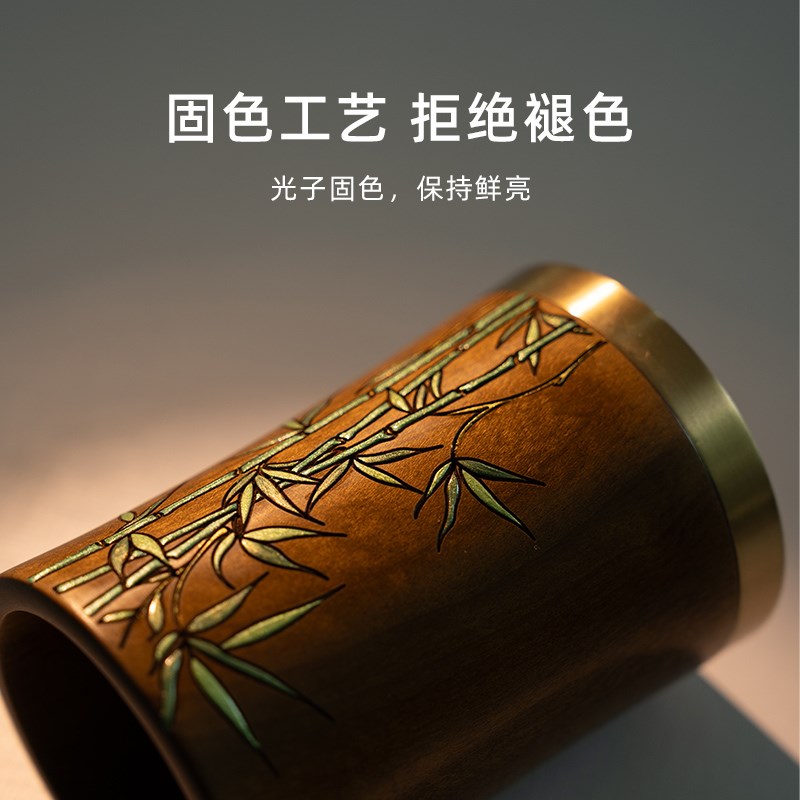 实木笔筒桌面收纳盒中式书桌置物架办公室木质收纳筒高级中国风摆