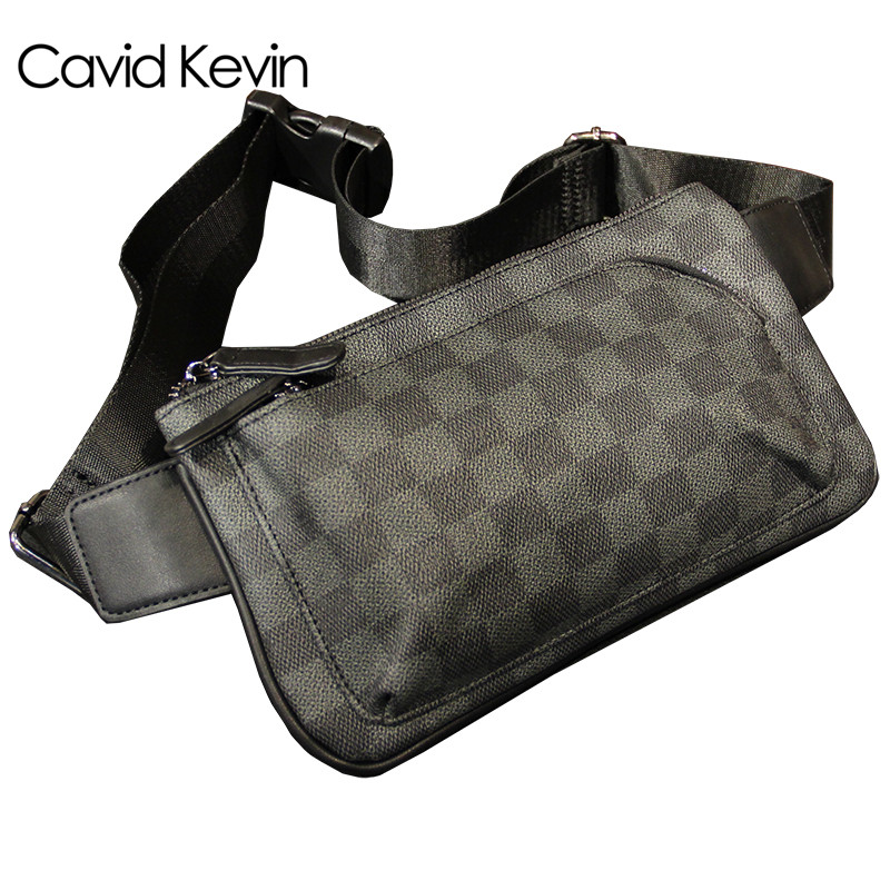 Cavid Kevin欧美格子男士胸包腰包时尚百搭斜挎潮流包街头单肩包