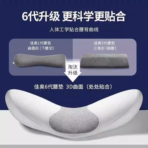 小白鲸牀上腰枕升级家用护腰垫记忆棉腰部腰椎靠垫可调节热敷