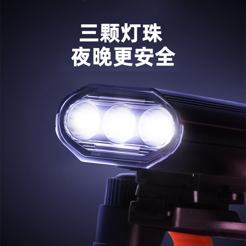自行车前灯充电强光手电筒山地单车夜骑配件公路车灯超亮照明装备