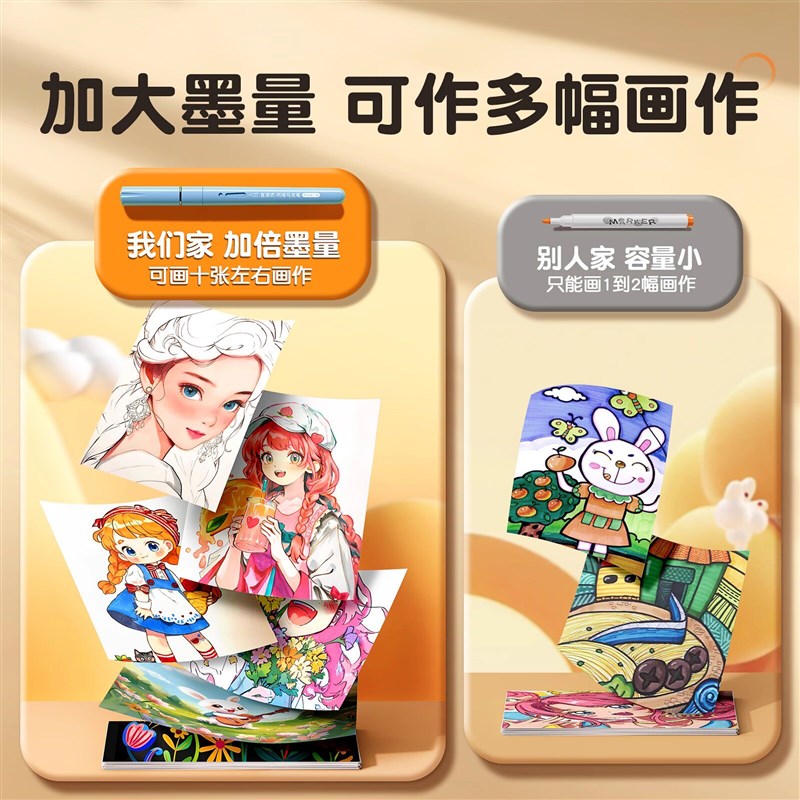 120色直液式丙烯麦克笔软头水彩笔小学生美术专用48色儿童可水洗
