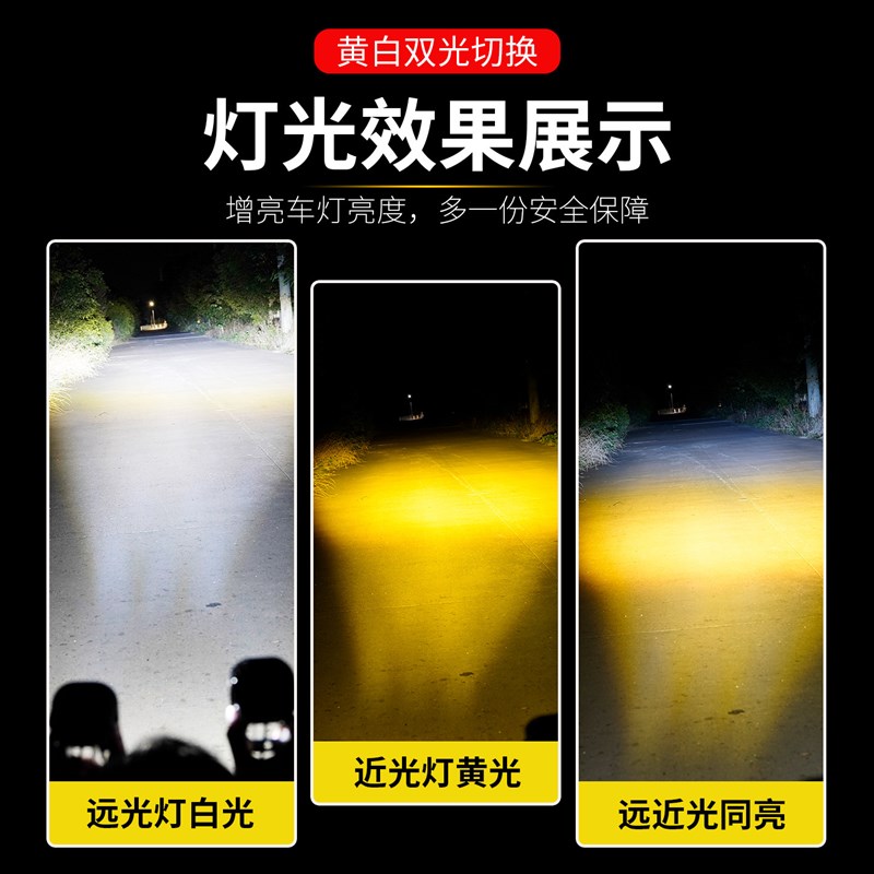 电动车灯超亮led大灯摩托车射灯强光外置透镜铺路灯踏板远射照明