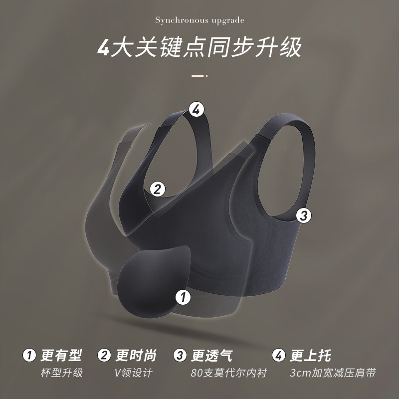 内衣女大胸显瘦缩胸薄款防下垂收副乳无钢圈胸罩C-F杯显小胸文胸
