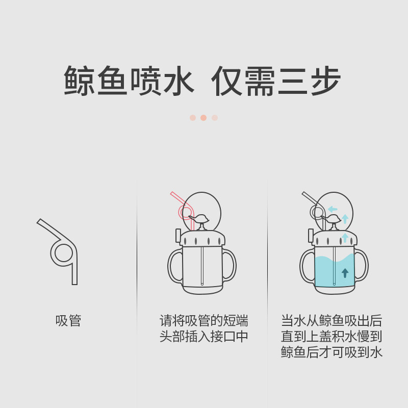 儿童水杯鲸鱼喷水杯宝宝吸管杯幼儿园家用潜水杯喝水趣味杯子夏季