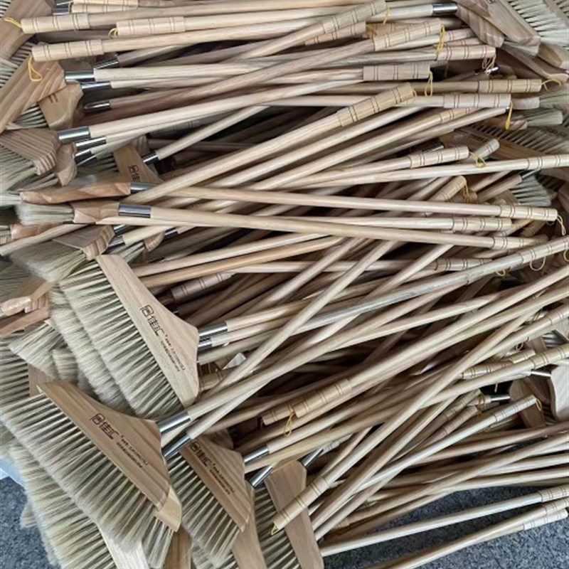 鬃毛扫把木地板扫帚单个家用软毛扫头发实木扫地一体杆居佳汇圆木