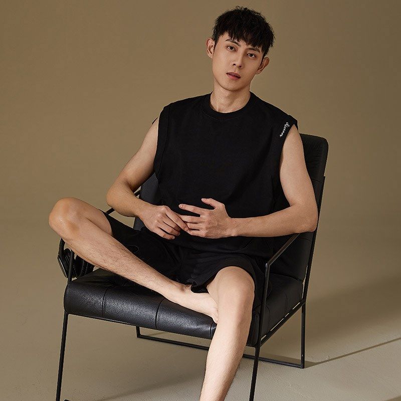 2024年新款夏季睡衣男士纯棉背心无袖短裤薄款男士大码家居服套装