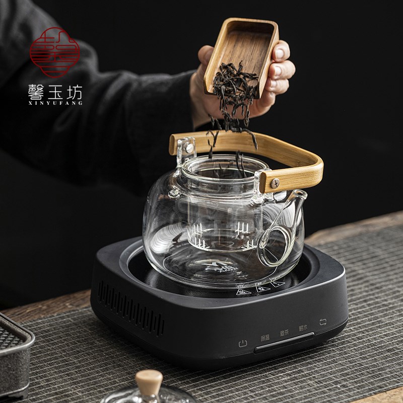 明谷耐高温玻璃煮茶壶带过滤提梁壶家用电陶炉烧水壶围炉煮茶器