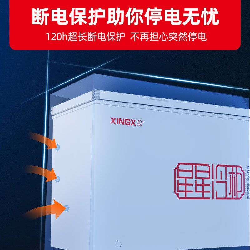 星星冷柜500R冰柜家商用卧式冷柜700R保鲜冷冻两用冷藏柜冰箱400R