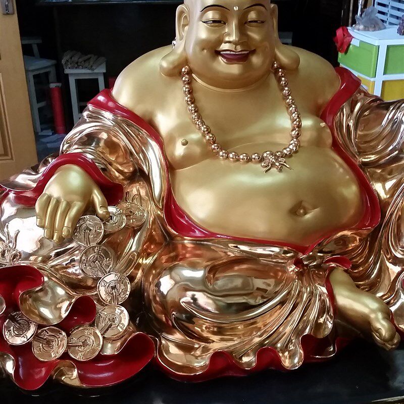 妙相缘新品贴金彩绘弥勒佛佛像坐拥百财笑口常开寺庙供奉落地摆件