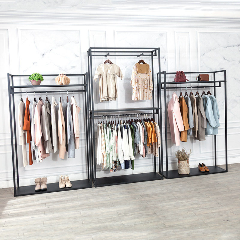 服装店衣架展示架落地式双层高档组合正挂卖衣服架子女装店铺货架