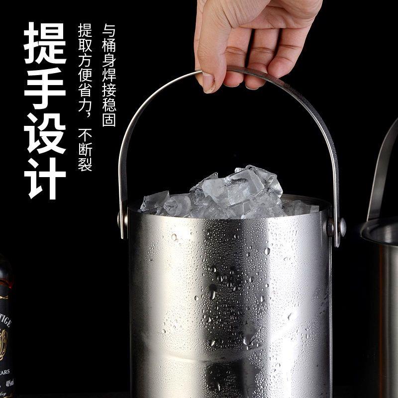 提手不锈钢3L冰粒桶 双层保温冰桶 饭盒 红酒桶 啤酒桶送冰夹