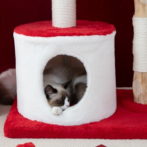 喵想树新年实木猫爬架猫窝一体小型多功能可拆洗跳台剑麻猫架子